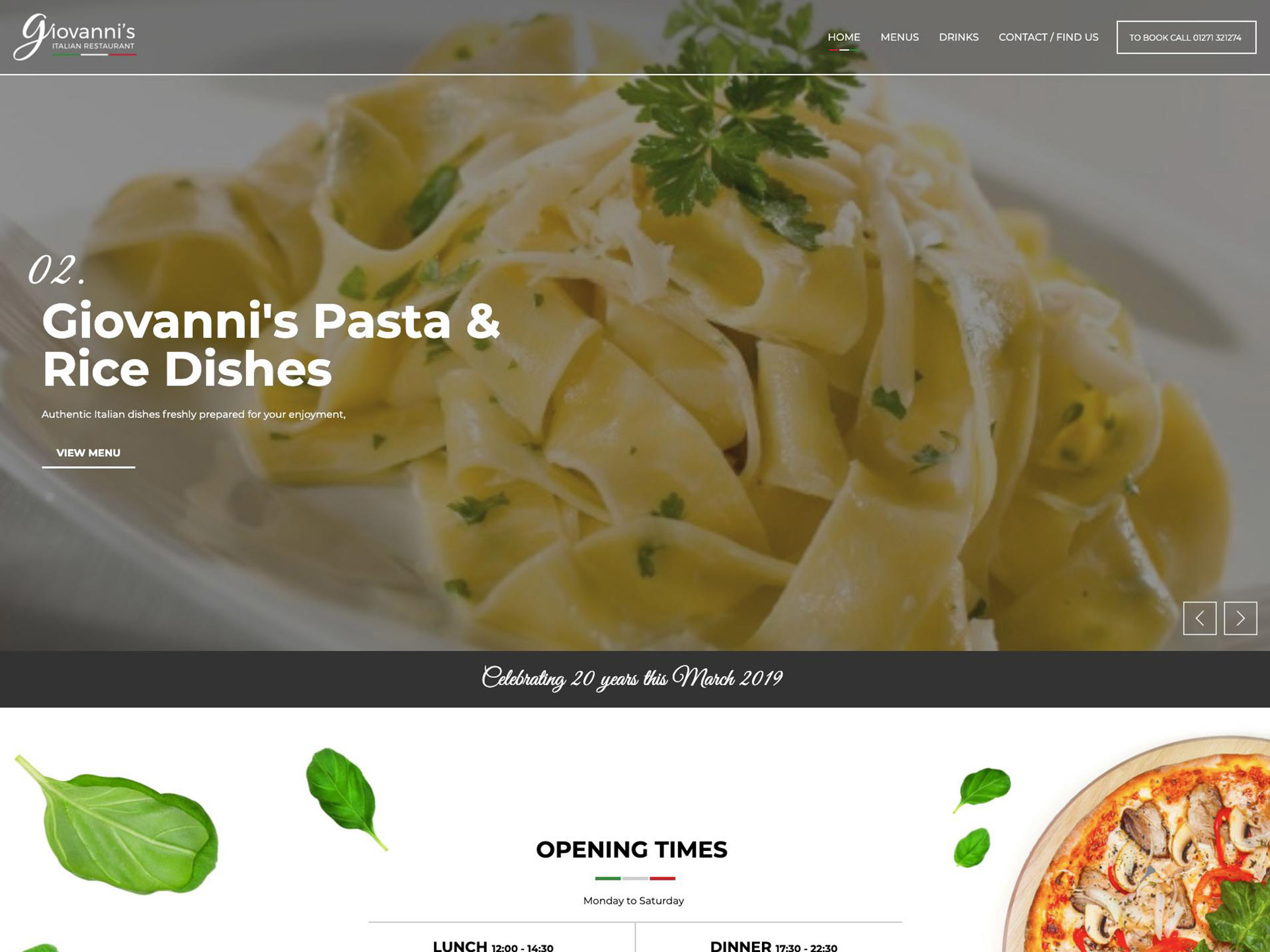 The Giovanni's website created by it'seeze North Devon